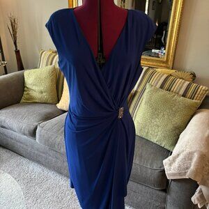 American Living Ruffle ruched Jersey Dress Blue Size 14 Wedding Mother of the Br